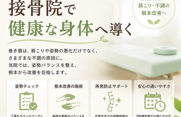 巻き肩を解消！当院独自の施術で改善しませんか？